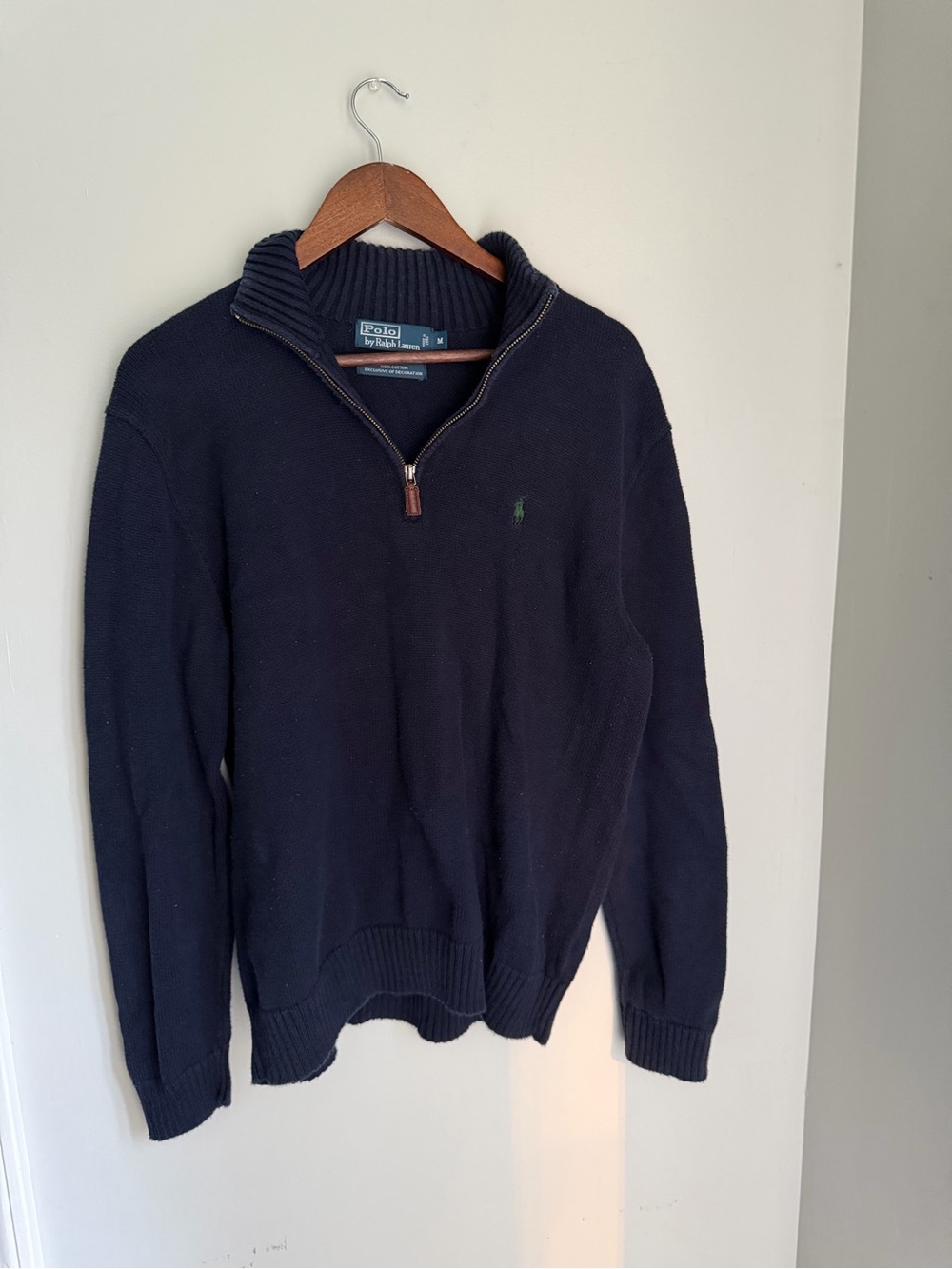 Polo Ralph Lauren 1/4 Zip Sweater Men’s Medium Navy Cotton